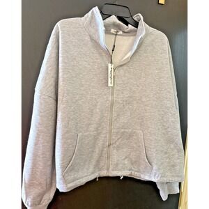 Zeagoo Zip-Up Tunic Sweatshirt‎ Jacket with Pocket Heather Light Grey XXL